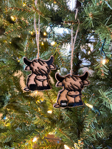 Highland Cow Christmas Ornament