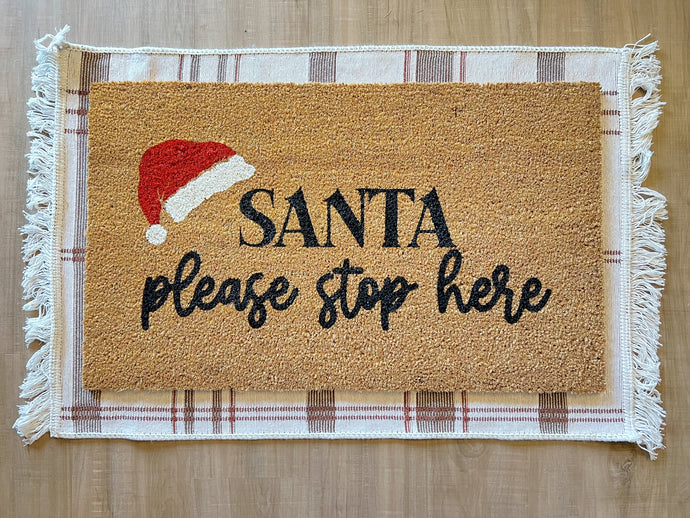 Santa please stop here | Doormat
