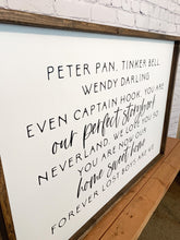 Load image into Gallery viewer, Peter Pan tinker bell Wendy darling | Lost boys | framed wood sign | Wall art