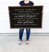 Load image into Gallery viewer, Peter Pan tinker bell Wendy darling | Lost boys | framed wood sign | Wall art