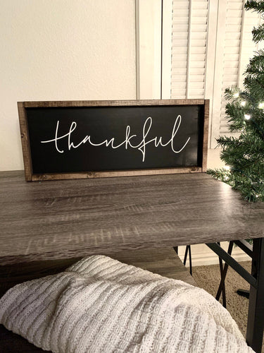 Thankful | framed wood sign