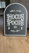 Load image into Gallery viewer, Hocus Pocus Co. Halloween Wood Sign | Halloween mantel decor wall art