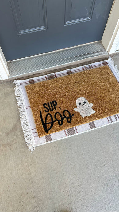 Sup Boo | Halloween Doormat | Doormat | Front Porch Decor | Welcome Mat | Home Doormat | Halloween Decor | Cute ghost entryway decor