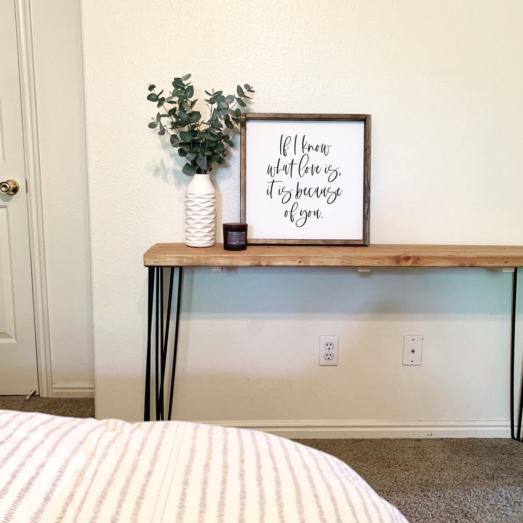 If I know what love is its because of you | framed wood sign | Wall art