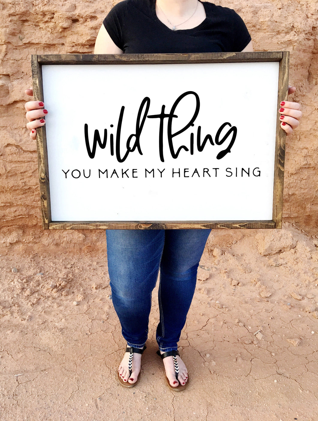 Wild thing you make my heart sing | Nursery wall decor | framed wood sign