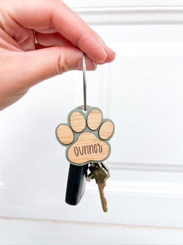 Custom paw print name keychain | Dog paw keychain | personalized cat keychain