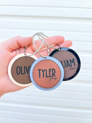 Custom name keychain | acrylic and leather | water bottle name tag | kids backpack tags | Diaper bag tags | baby shower gift | Stroller tag