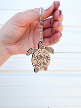 Load image into Gallery viewer, Salty soul sea turtle keychain | acrylic | animal keychain | Ocean lover gift | Wall art
