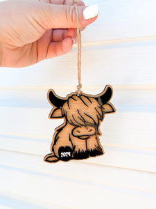 Highland Cow Christmas Ornament | custom gift | Personalized year Christmas ornament