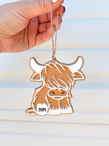 Highland Cow Christmas Ornament | custom gift | Personalized year Christmas ornament