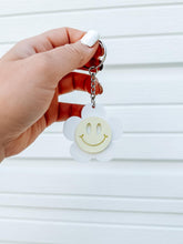Load image into Gallery viewer, Smiley face flower keychain | Backpack tag | Lunchbox charm