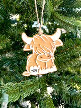 Load image into Gallery viewer, Highland Cow Christmas Ornament | custom gift | Personalized year Christmas ornament