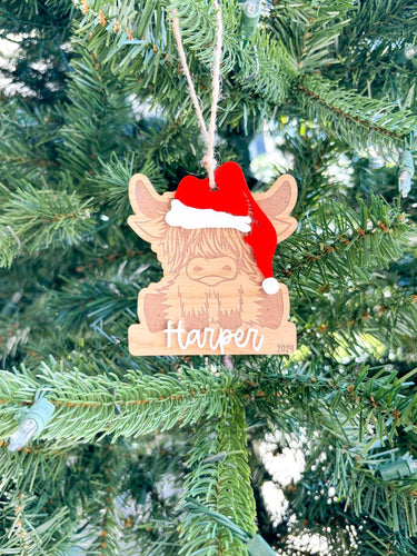 Highland Cow Christmas Ornament | custom name gift
