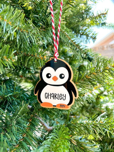 Personalized Penguin Christmas Ornament | custom name gift