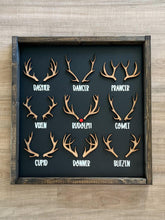 Load image into Gallery viewer, Reindeer list antlers | Rudolph | framed wood sign