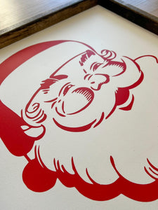 Vintage Santa face picture | framed wood sign