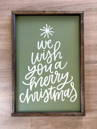 We wish you a merry Christmas | framed wood sign
