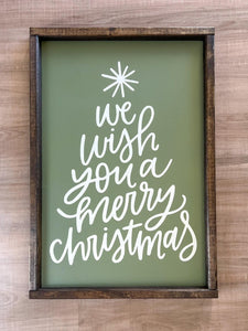 We wish you a merry Christmas | framed wood sign