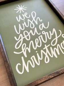 We wish you a merry Christmas | framed wood sign