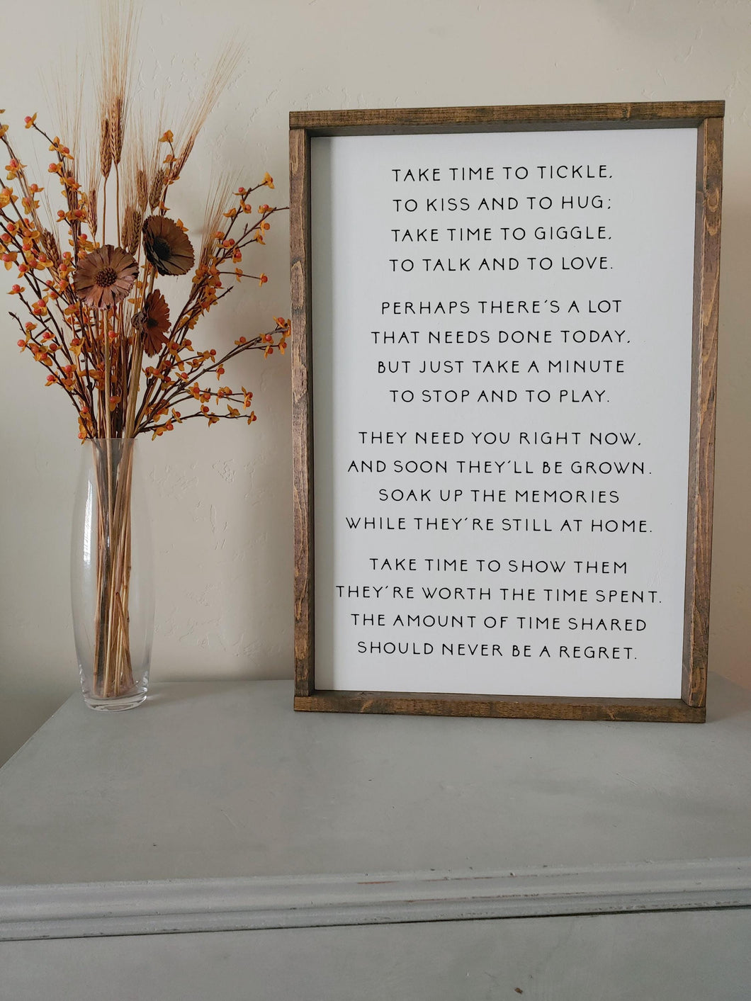 Take time to tickle, take time to love | framed wood sign | Wall art