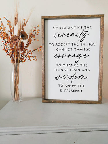 Serenity Prayer Wood Sign | Inspirational Christian Wall Art | Rustic Farmhouse Home Decor | Faith-Based Gift | God give me the serenity