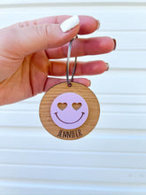 Load image into Gallery viewer, Name keychain custom | Smiley face custom name keychain | Backpack name tag