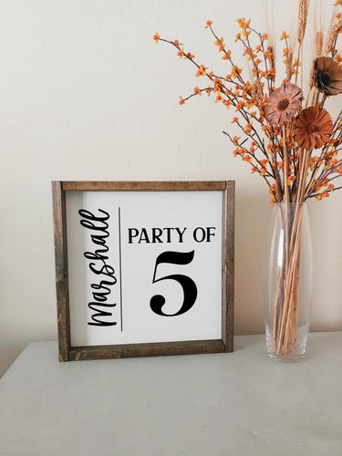 Party of sign Family Name wood sign Personalized | Gift for Grandparents | Gift for Mom | Anniversary gift wall art Party of 2 3 4 5 6 7 8