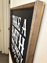Load image into Gallery viewer, Take a bath you dirty cowboy | framed wood sign | Above toilet over sink wall decor | Western bathroom wall art | country home decor