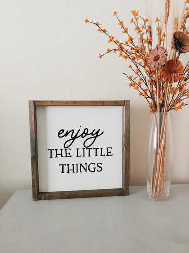 Enjoy the little things | framed wood sign | Wall art