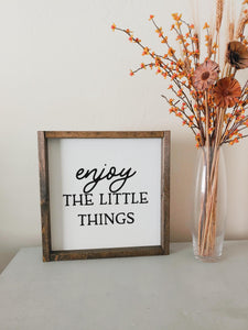 Enjoy the little things | framed wood sign | Wall art