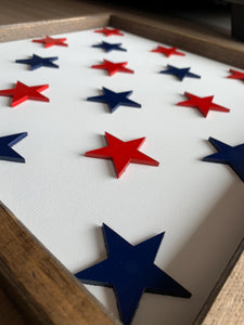 4th of July layering sign Stars Red white and blue sign | framed wood sign | Patriotic wall art | 4th of July home decor