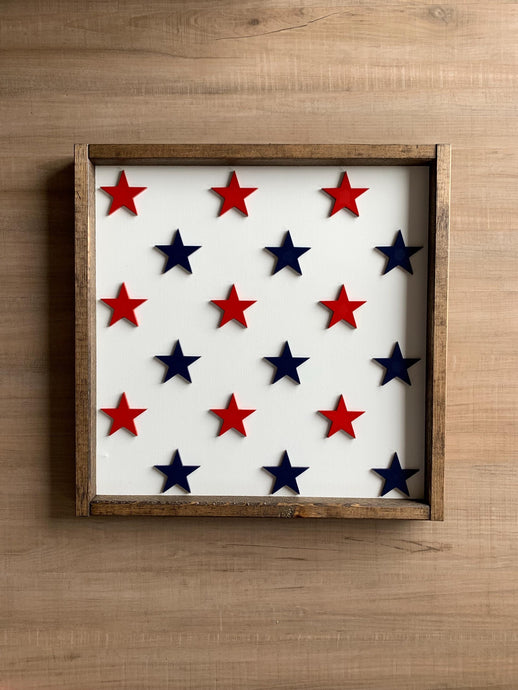 4th of July layering sign Stars Red white and blue sign | framed wood sign | Patriotic wall art | 4th of July home decor