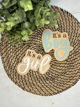 Load image into Gallery viewer, Gender reveal sign | It’s a girl | it’s a boy | birth announcement | baby announcement photo prop | sign for hospital | Wall art