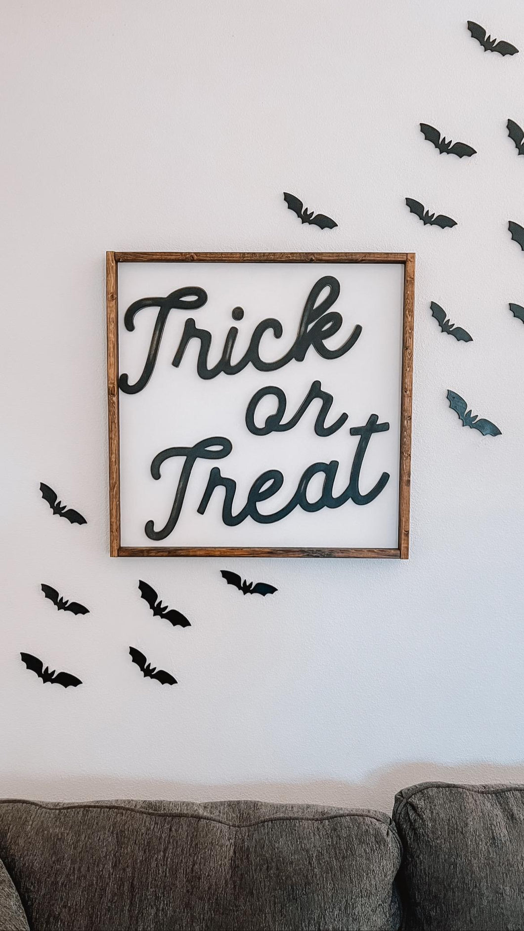 Trick or treat 3d wood framed sign | spooky wall art | Halloween home decor | holiday wall decor