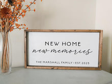 Load image into Gallery viewer, New home new memories last name sign personalized | Entryway Wall Art | Farmhouse Home Decor | New home housewarming gift