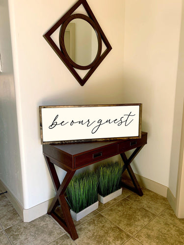 Be our guest | framed wood sign | Living room wall art | Guest bedroom wall decoration