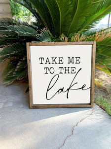 Take me to the lake | framed wood sign | Wall art