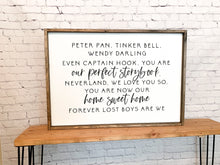 Load image into Gallery viewer, Peter pan tinker bell Wendy darling | Framed wood sign