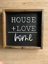 Load image into Gallery viewer, House plus love | Framed wood sign