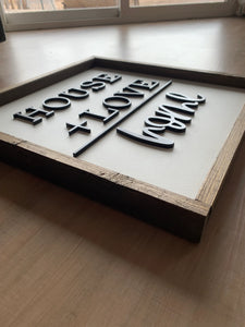 House plus love | Framed wood sign