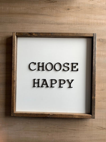 Choose happy | Framed wood sign