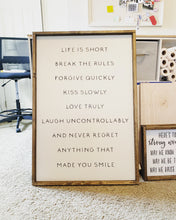 Load image into Gallery viewer, Life is short | Framed wood sign