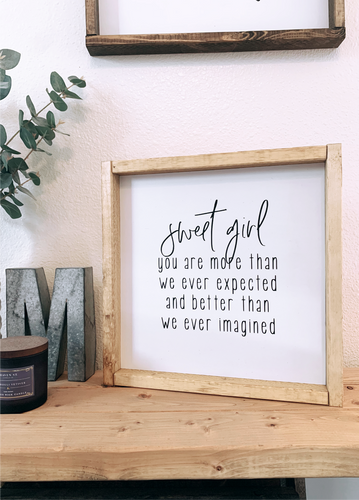 Sweet girl | Framed wood sign