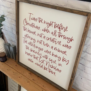 ‘Twas the night before Christmas | Framed wood sign