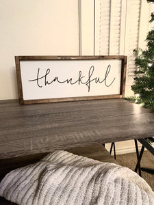 Thankful | Framed wood sign