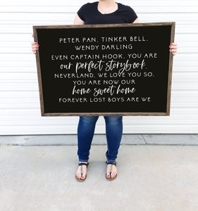 Peter pan tinker bell Wendy darling | Framed wood sign